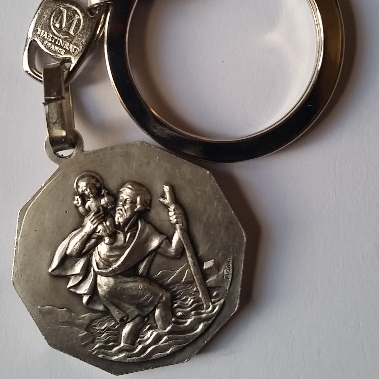 Porte-clefs argent Saint Christophe